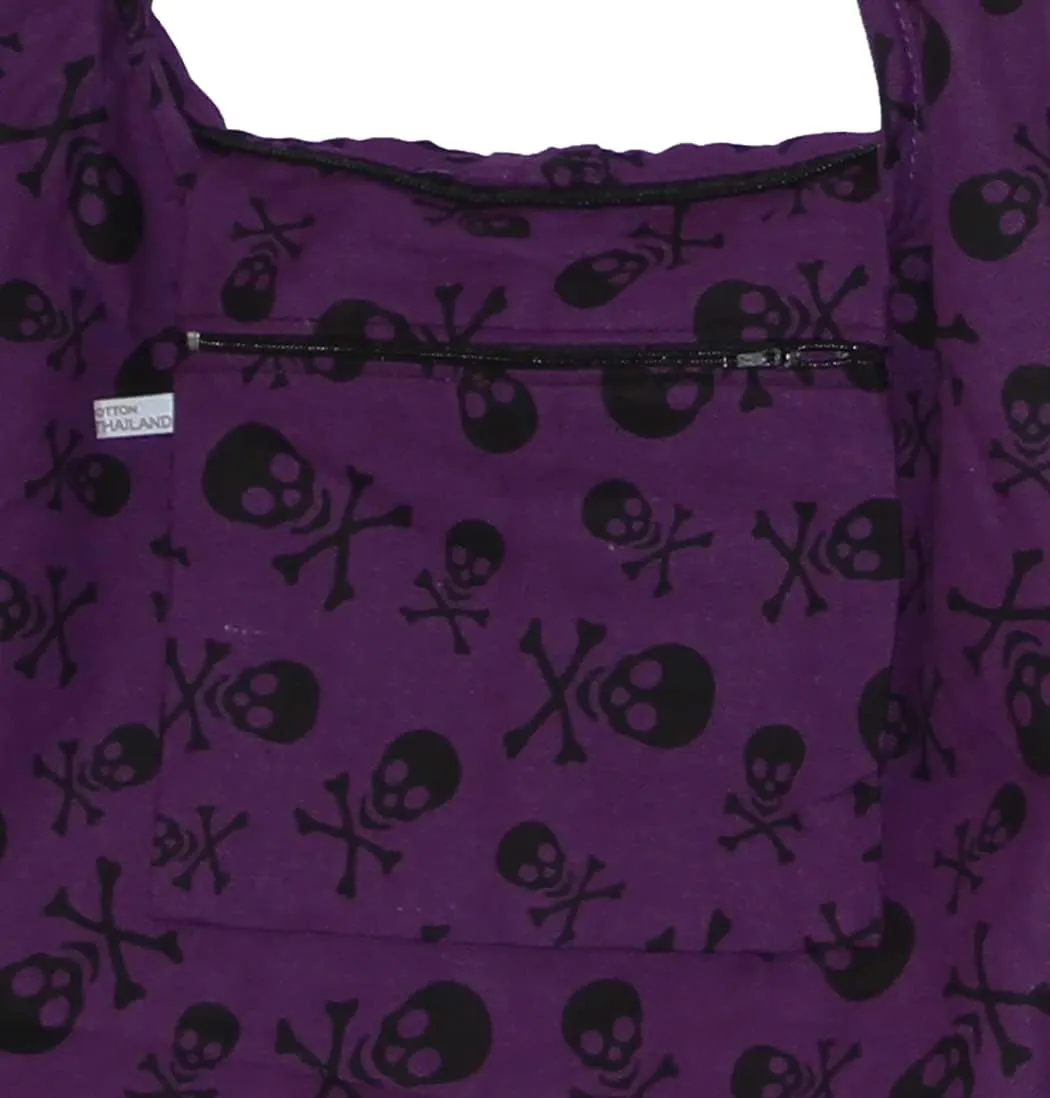 Skull Bohemian Boho Hobo Hippie Gothic Crossbody Bag Purse 33" Black