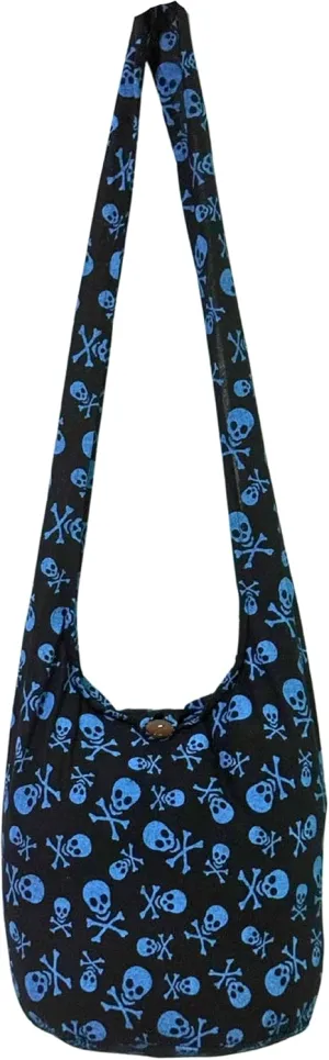 Skull Bohemian Boho Hobo Hippie Gothic Crossbody Bag Purse 33" Black