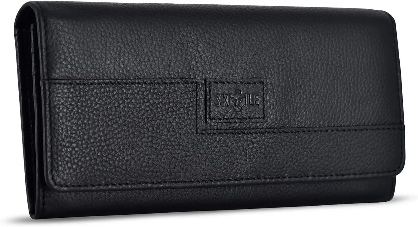 SKYLE Ladies Purse Handbag (Taupe), Pure Leather RFID Wallet for Women, Stylish Clutch Purse