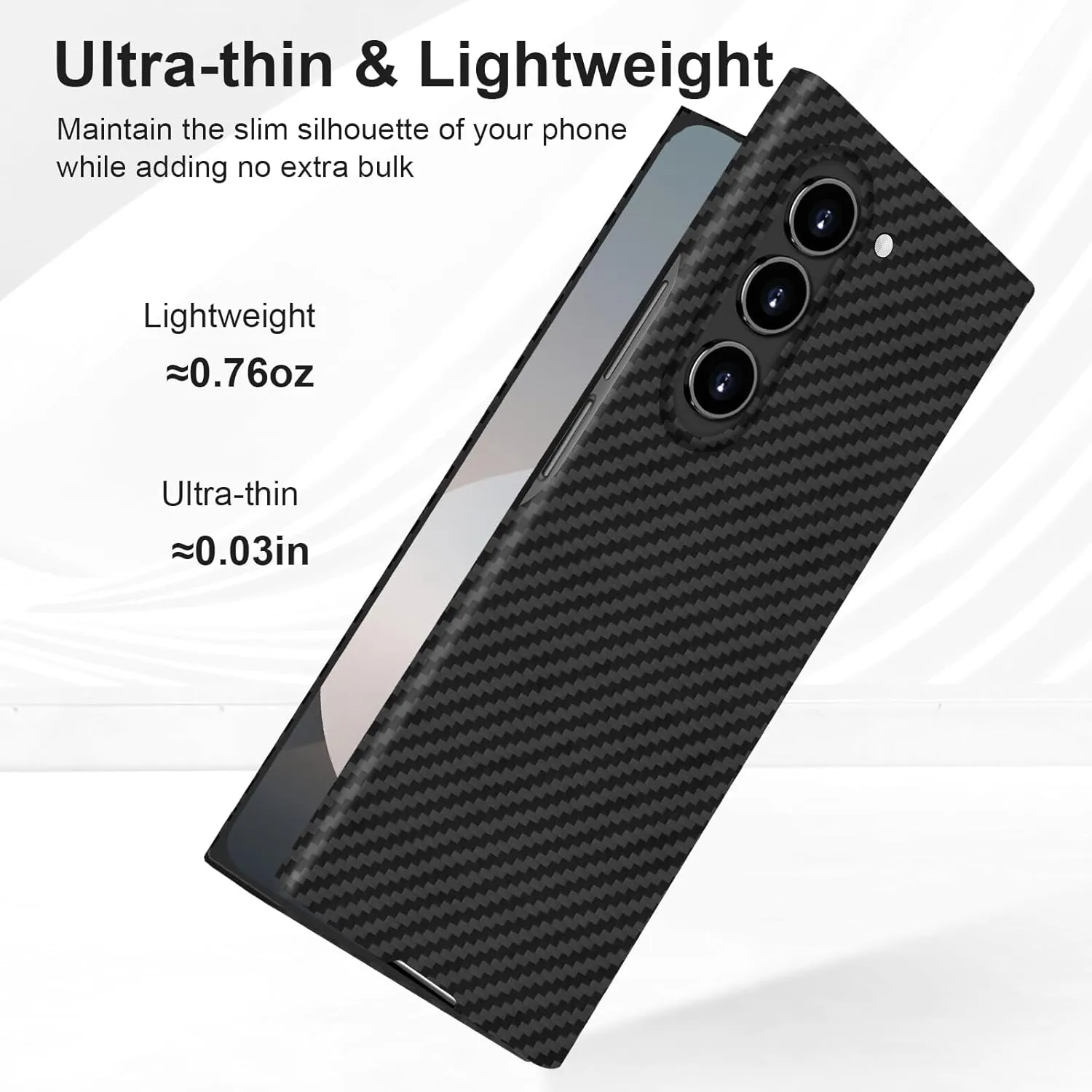 Slim and Thin Carbon Fiber Case for Samsung Galaxy Z Fold 6 Compatible with MagSafe, 1500D Aramid Fiber Z Fold6 Cover with Magnetic for Men and Women, Matte Black Gray