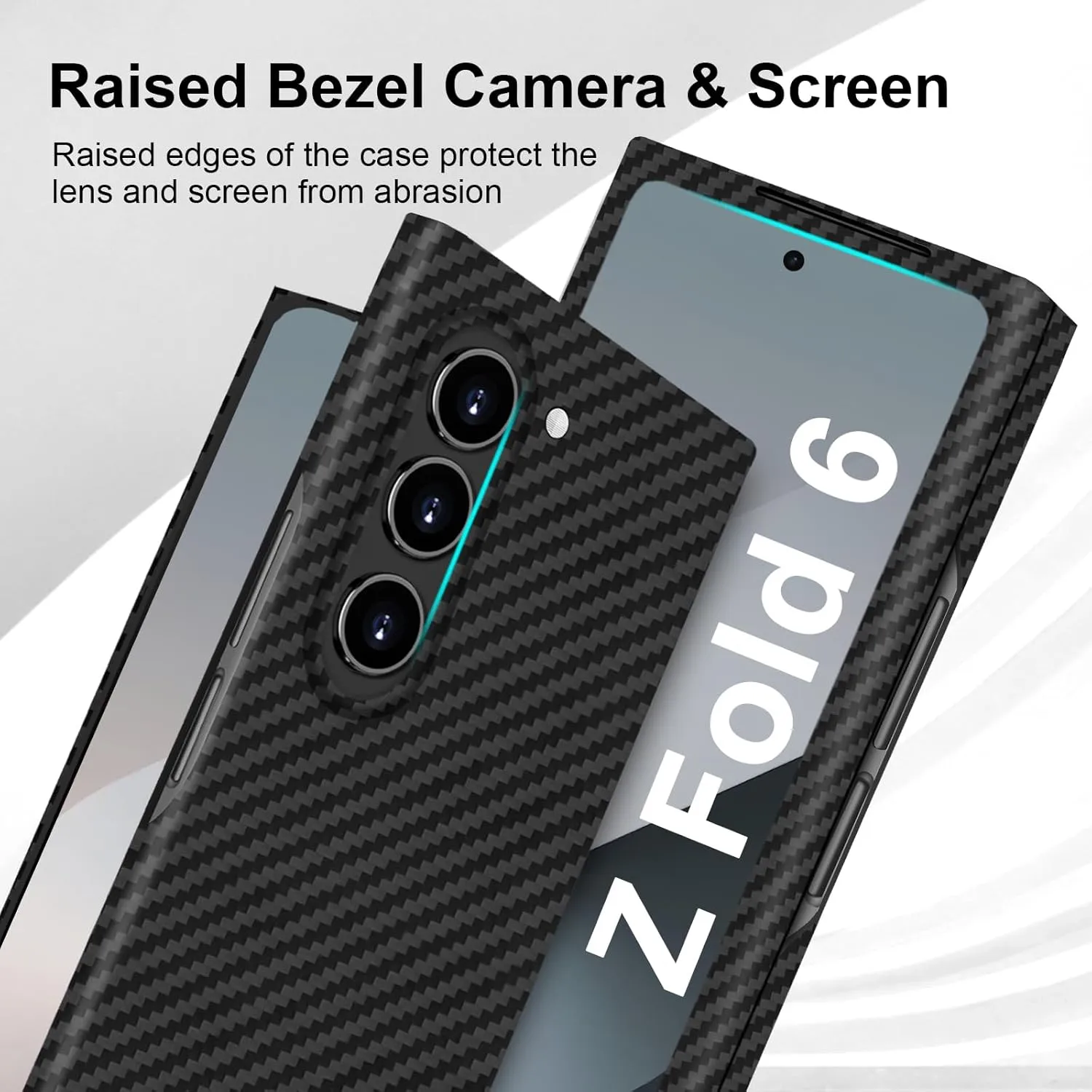 Slim and Thin Carbon Fiber Case for Samsung Galaxy Z Fold 6 Compatible with MagSafe, 1500D Aramid Fiber Z Fold6 Cover with Magnetic for Men and Women, Matte Black Gray