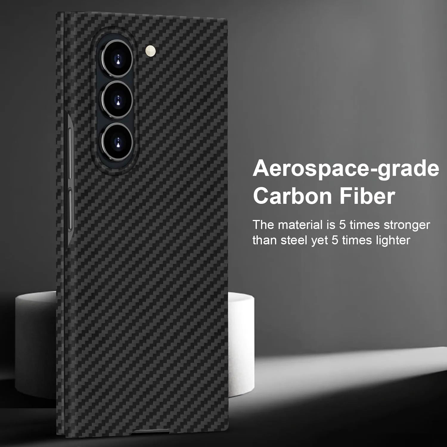 Slim and Thin Carbon Fiber Case for Samsung Galaxy Z Fold 6 Compatible with MagSafe, 1500D Aramid Fiber Z Fold6 Cover with Magnetic for Men and Women, Matte Black Gray