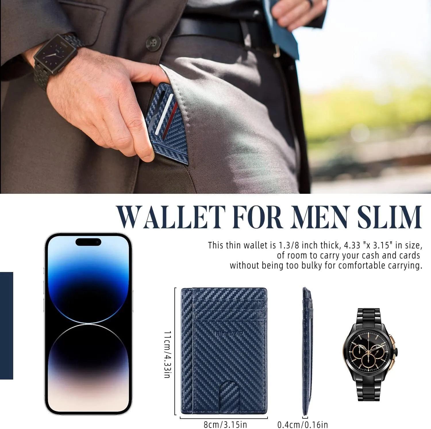 Slim Minimalist Front Pocket RFID Blocking Leather Wallets for Men and Women | Multiple Credit/Debit Card Holder | Thin Wallets for Boy Girl | Travel Friendly | Gifts For Him Her