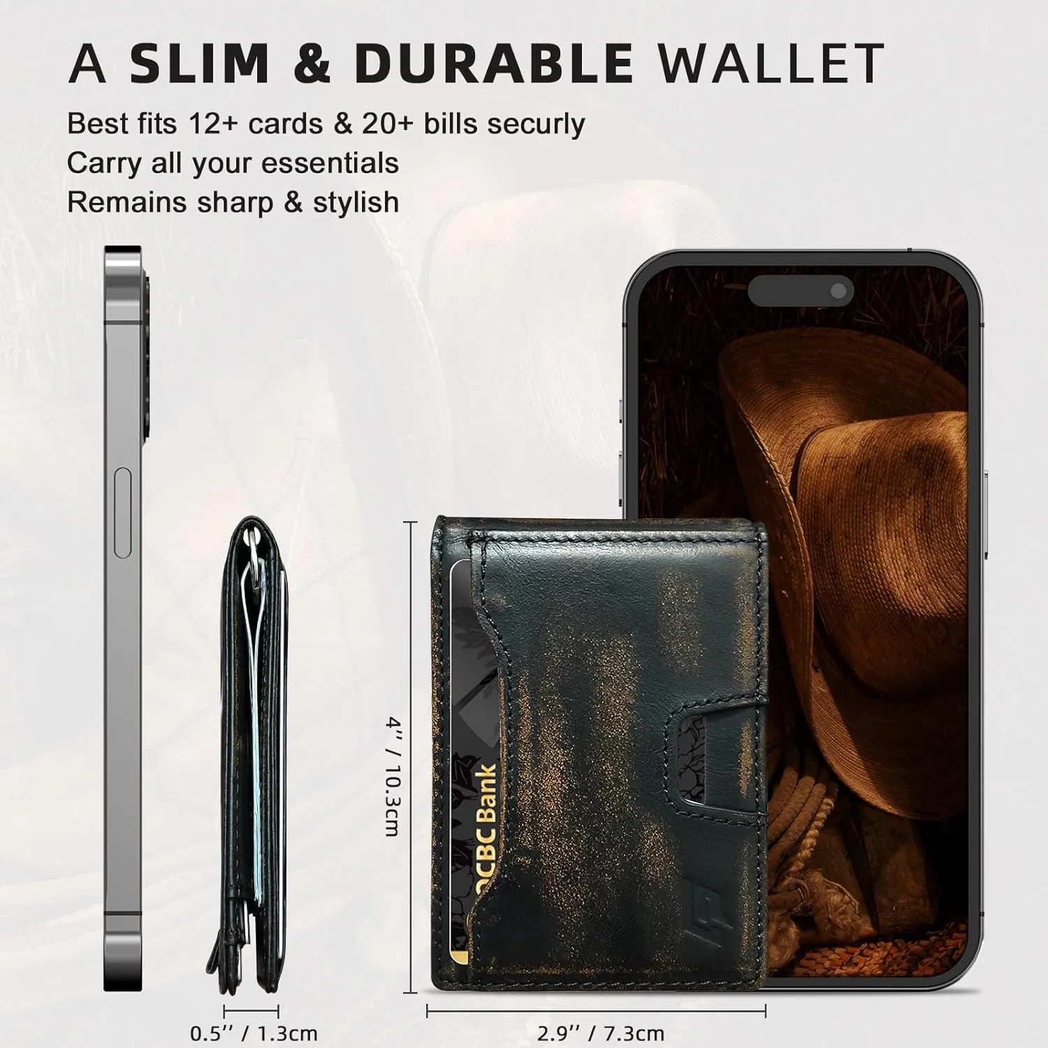Slim Minimalist Wallet for Men- Money Clip Wallet | Bifold Men Wallets | RFID Blocking Wallet | Genuine Leather Wallets for Men | 12 Card Holder Mens Wallet | Mens Front Pocket wallet