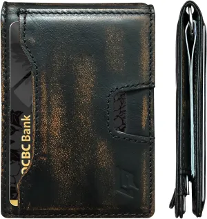 Slim Minimalist Wallet for Men- Money Clip Wallet | Bifold Men Wallets | RFID Blocking Wallet | Genuine Leather Wallets for Men | 12 Card Holder Mens Wallet | Mens Front Pocket wallet