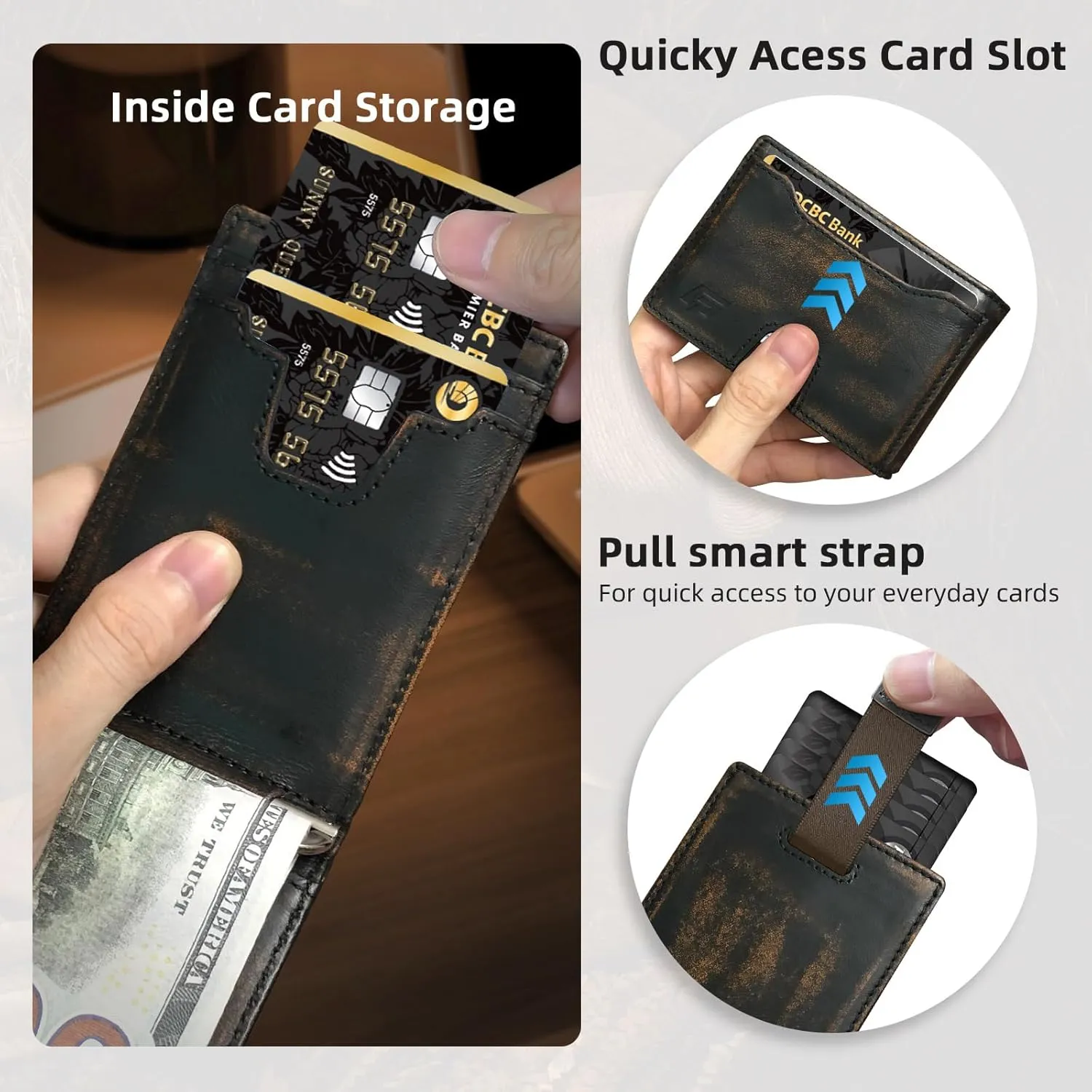 Slim Minimalist Wallet for Men- Money Clip Wallet | Bifold Men Wallets | RFID Blocking Wallet | Genuine Leather Wallets for Men | 12 Card Holder Mens Wallet | Mens Front Pocket wallet