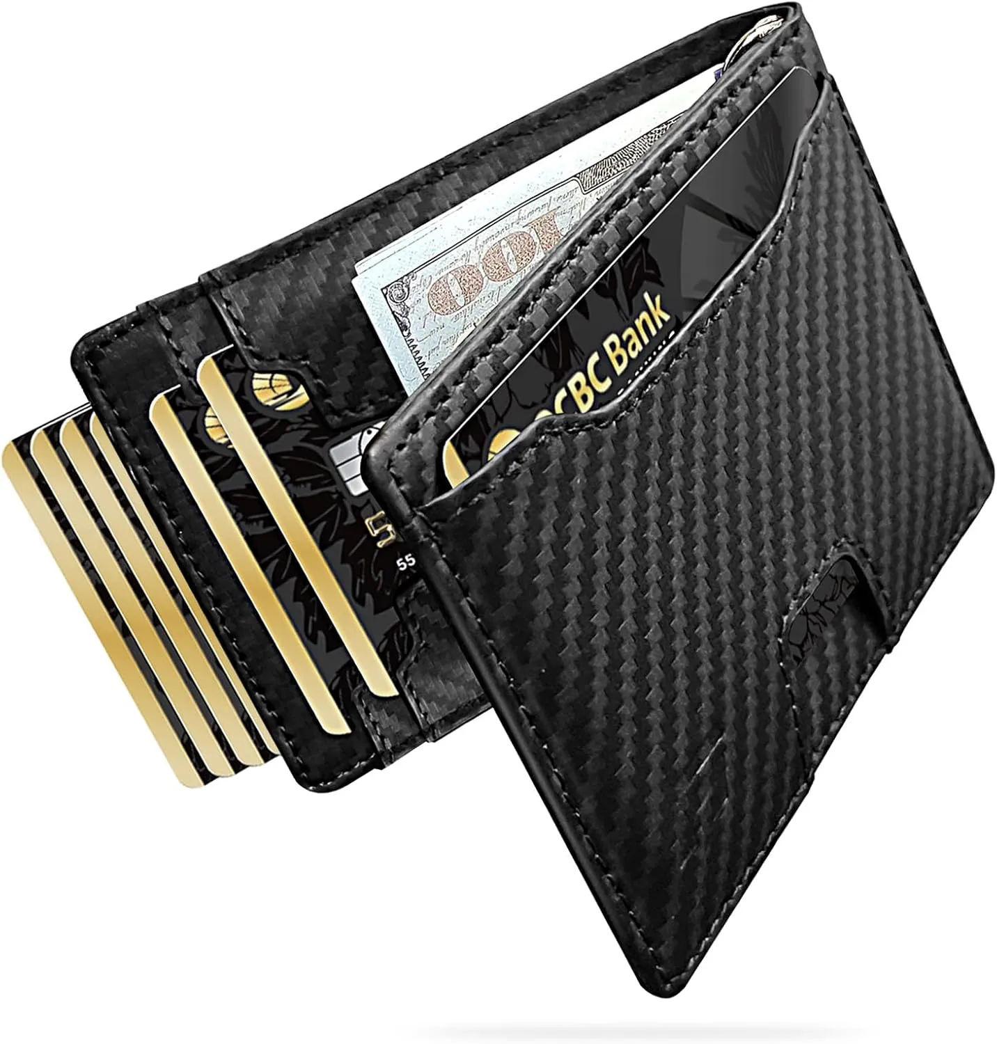 Slim Minimalist Wallet for Men- Money Clip Wallet | Bifold Men Wallets | RFID Blocking Wallet | Genuine Leather Wallets for Men | 12 Card Holder Mens Wallet | Mens Front Pocket wallet