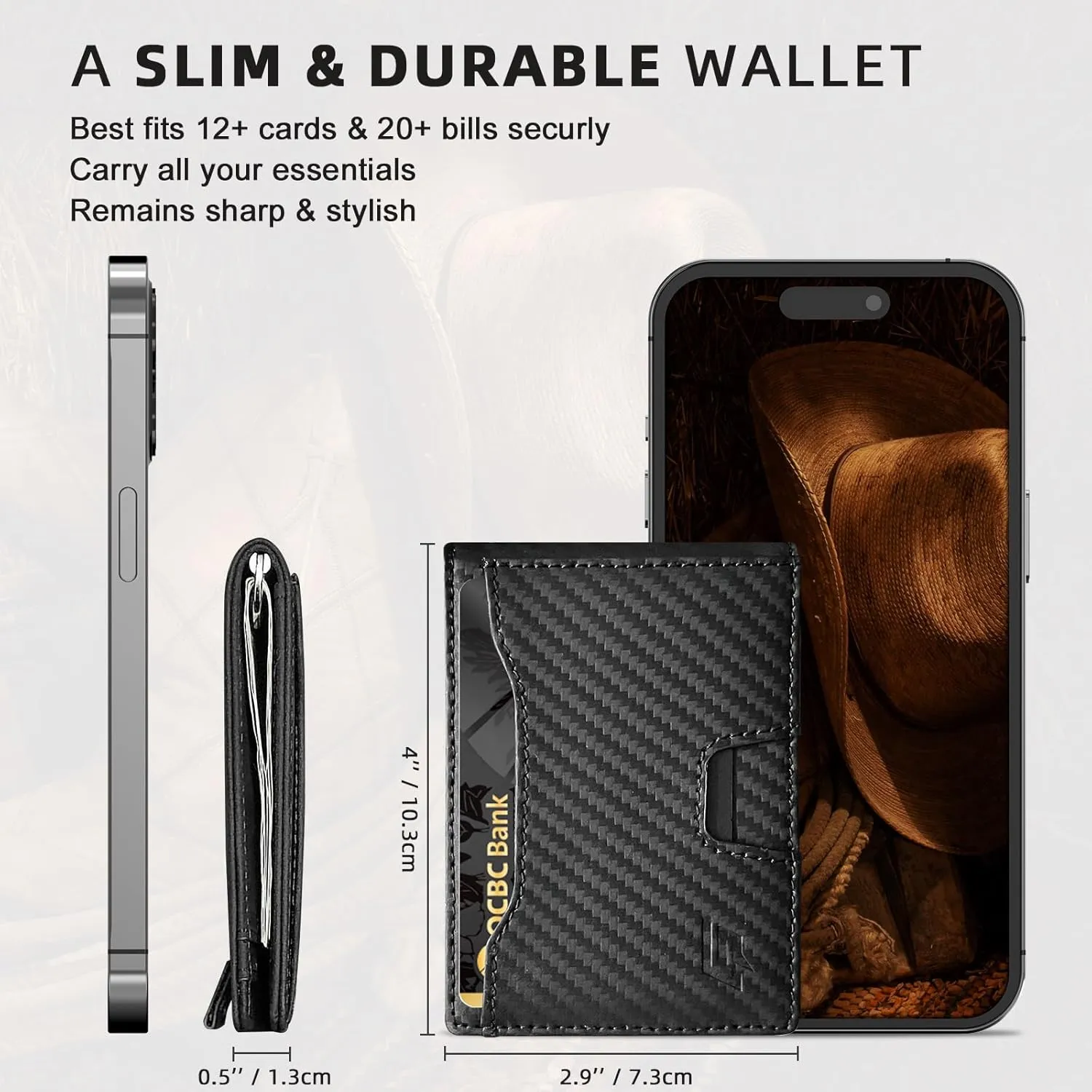 Slim Minimalist Wallet for Men- Money Clip Wallet | Bifold Men Wallets | RFID Blocking Wallet | Genuine Leather Wallets for Men | 12 Card Holder Mens Wallet | Mens Front Pocket wallet