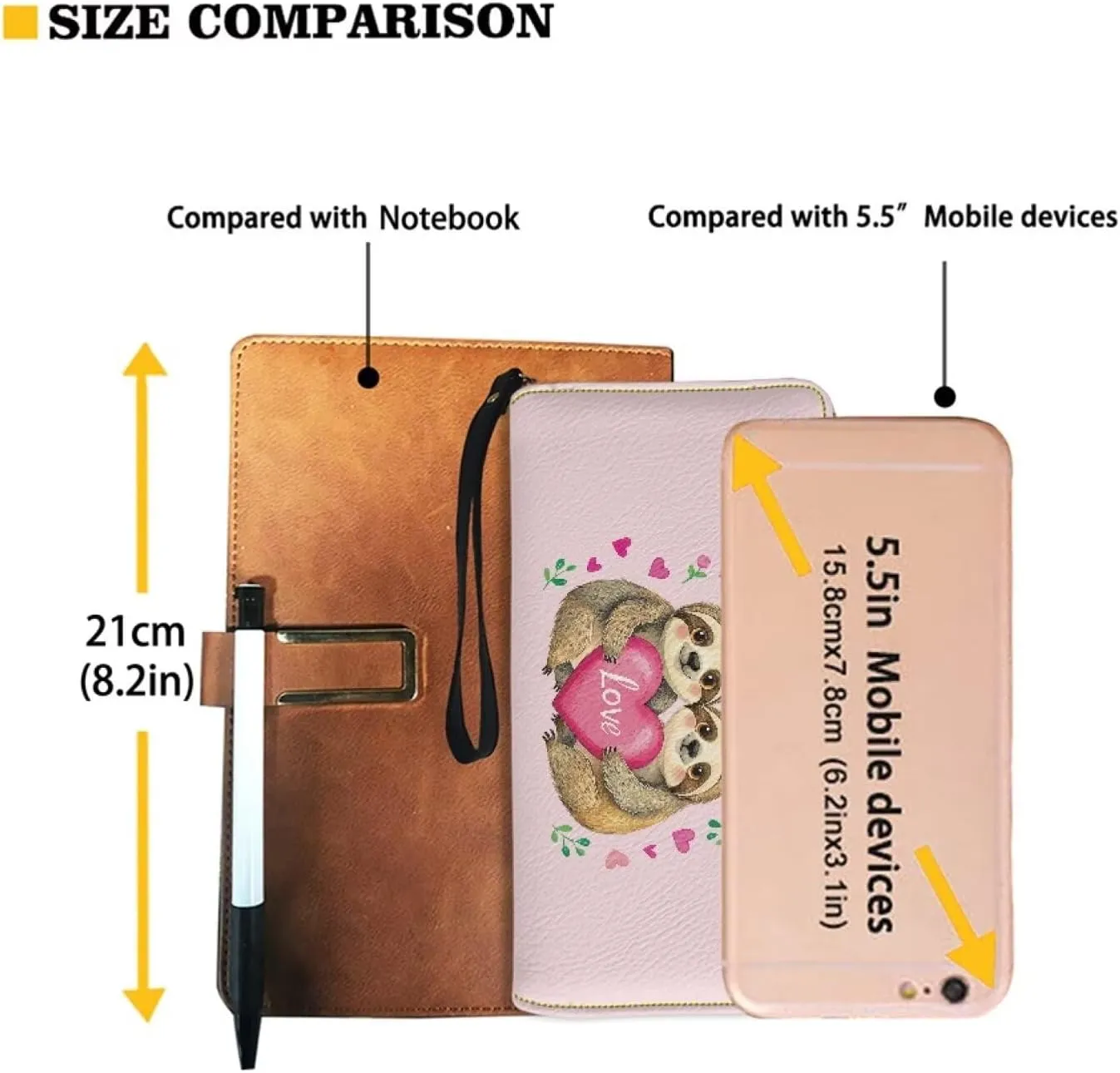 Sloth Wallets for Women PU Leather Credit Card Holder Large Capacity Wristlet