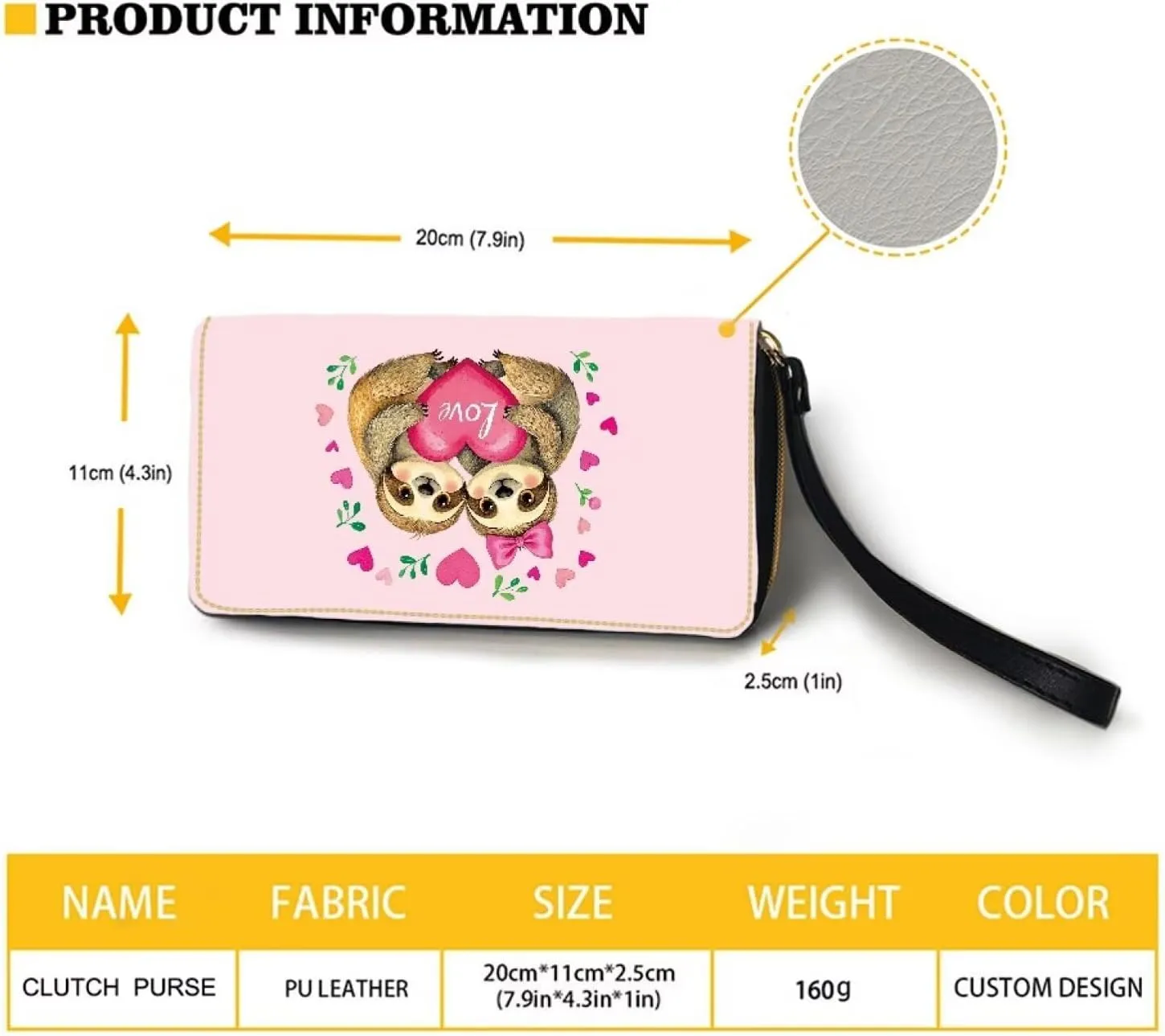 Sloth Wallets for Women PU Leather Credit Card Holder Large Capacity Wristlet