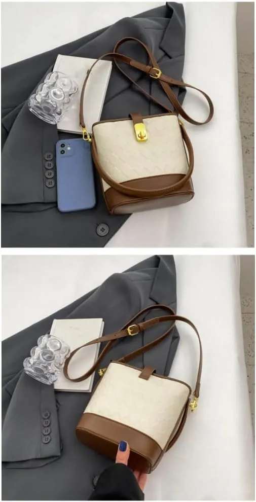 Small Bucket Bag for Women Cute Shoulder Bag Crossbody Bag Classic Handbag with Zipper Closure