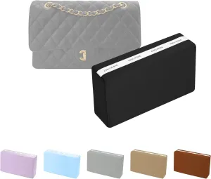 Small Classic Handbag Pillow Insert, Purse Pillow Inserts Fit for Chanel Classic Flap Bag, Lightweight Satin Pillow with Memory Foam Inner (Black, CF Small)