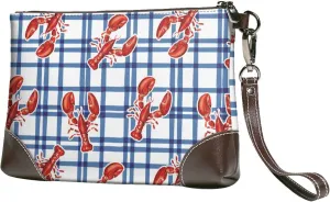 Small Clutch Purses for Women - Crayfish Plaid Leather Wristlet Wallets for Women with Wrist Strap