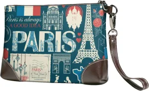Small Clutch Purses for Women - France And Paris Leather Wristlet Wallets for Women with Wrist Strap
