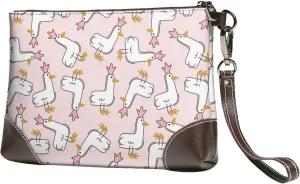 Small Clutch Purses for Women - Goose Queen Leather Wristlet Wallets for Women with Wrist Strap