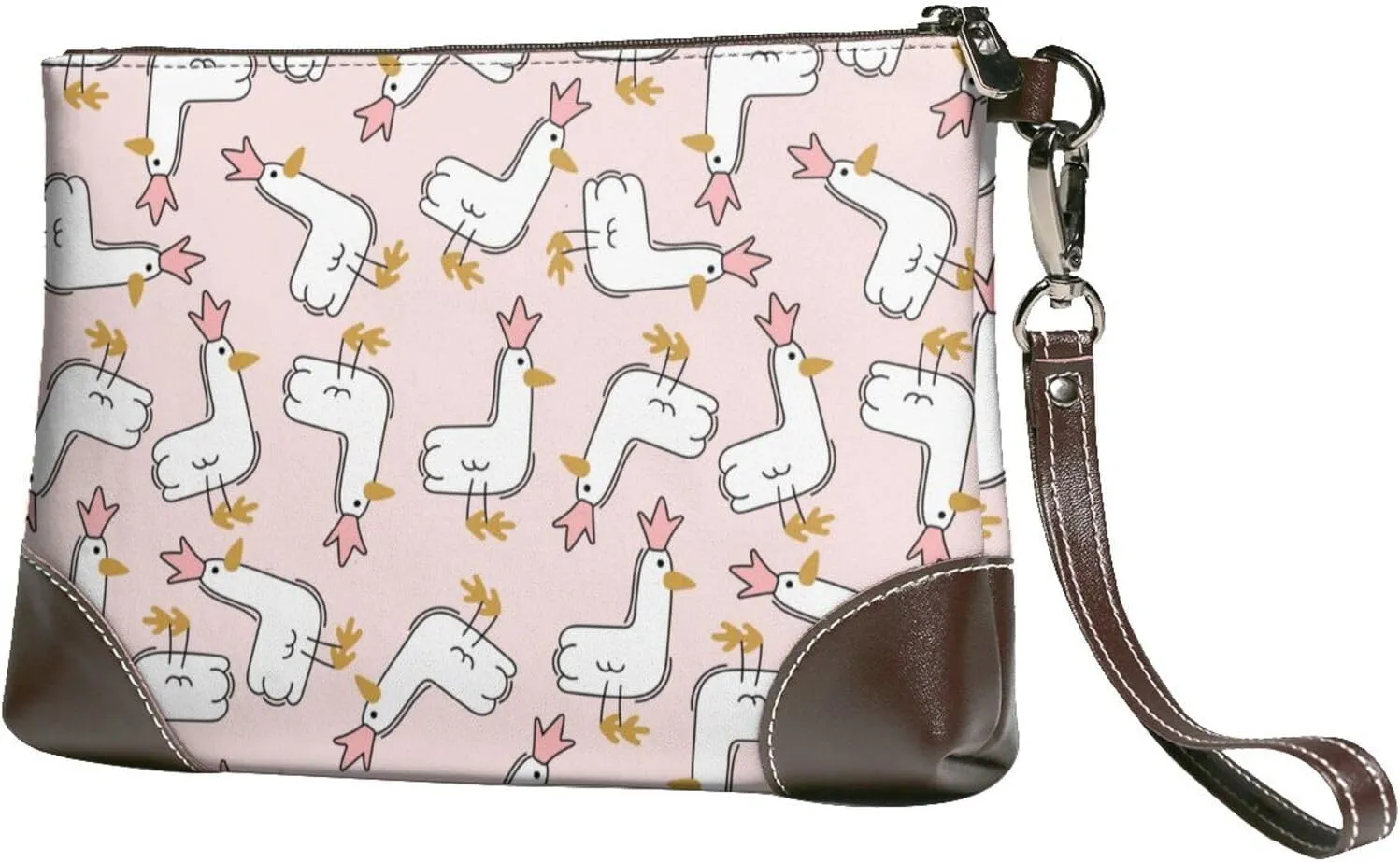 Small Clutch Purses for Women - Goose Queen Leather Wristlet Wallets for Women with Wrist Strap