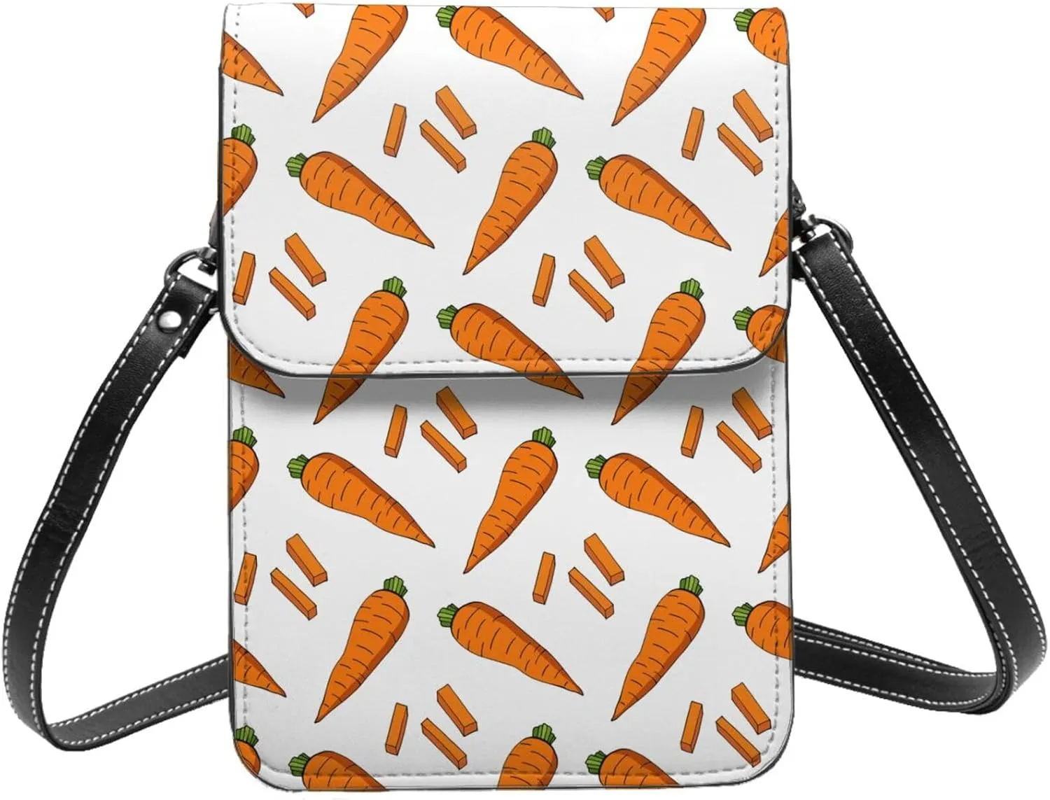 Small Crossbody Bags for Women, Leather Carrot Sticks Pattern Cell Phone Cross Body Bag Wallet Purses