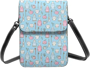 Small Crossbody Bags for Women, Leather Funny Cute Teeth Cell Phone Cross Body Bag Wallet Purses