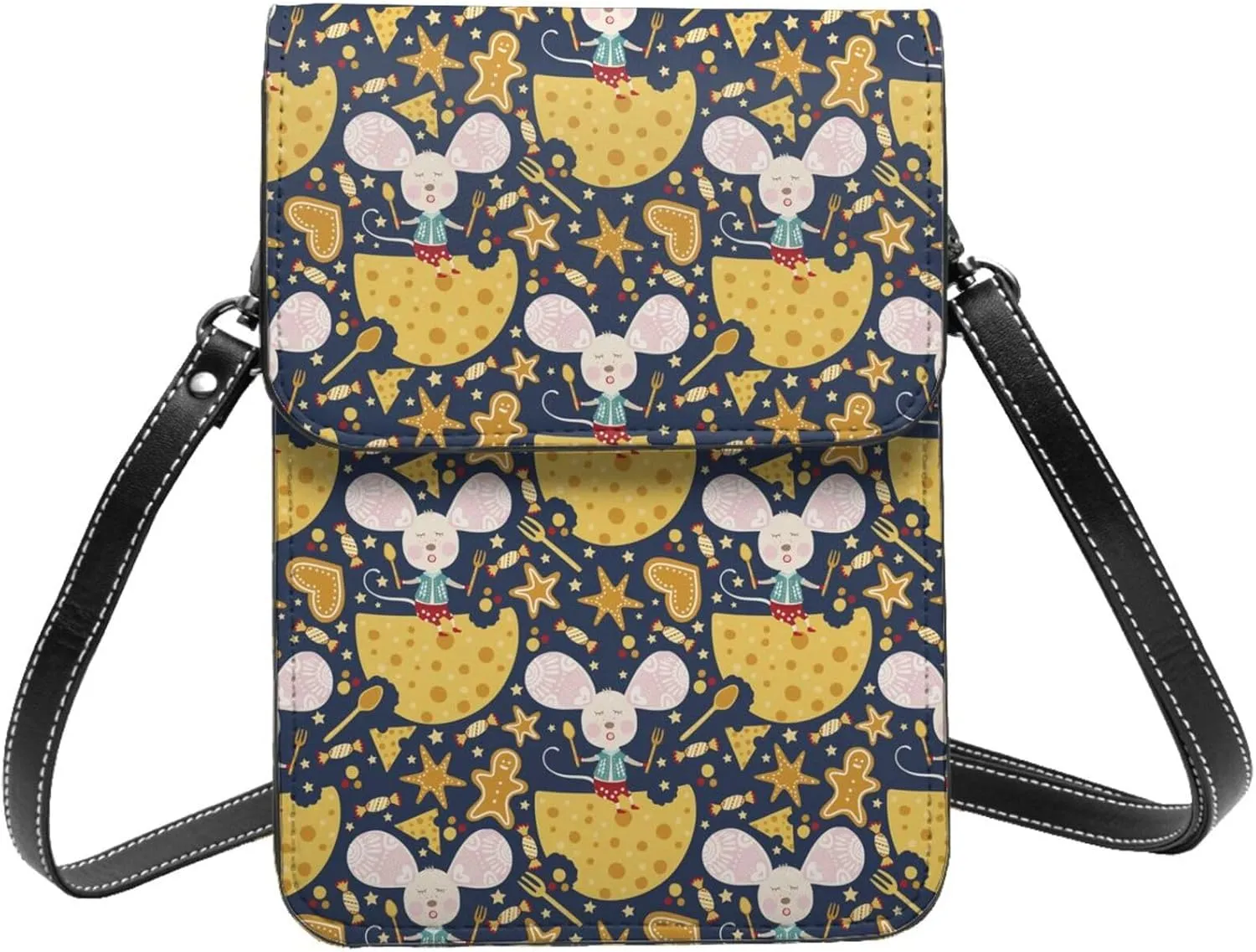 Small Crossbody Bags for Women, Leather Mouse Cheese Cell Phone Cross Body Bag Wallet Purses
