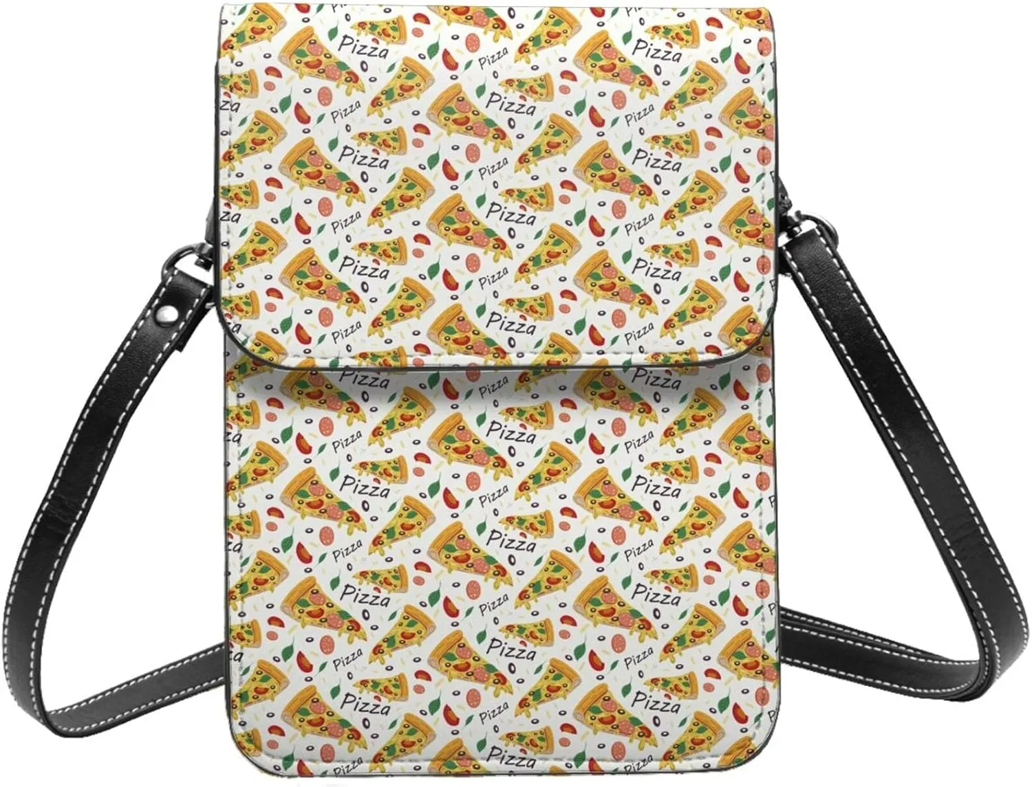 Small Crossbody Bags for Women, Leather Pizza Slices Cell Phone Cross Body Bag Wallet Purses