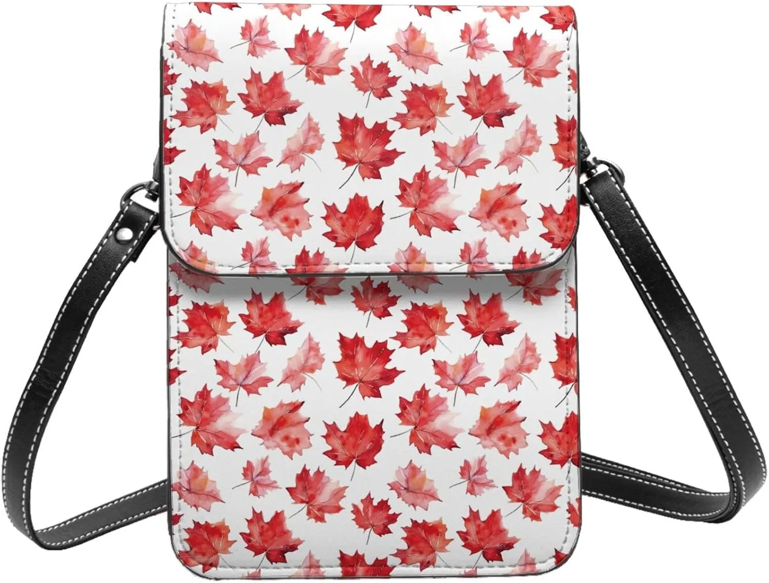 Small Crossbody Bags for Women, Leather Realistic Maple Leaf Cell Phone Cross Body Bag Wallet Purses