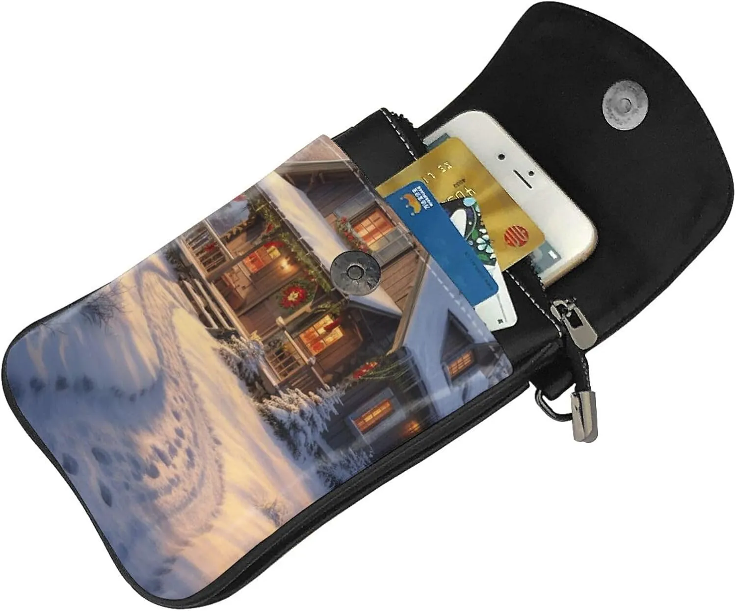 Small Crossbody Bags for Women,Leather Shoulder Bag for Cell Phone Purse with Strap and Mermaid Scale Printed