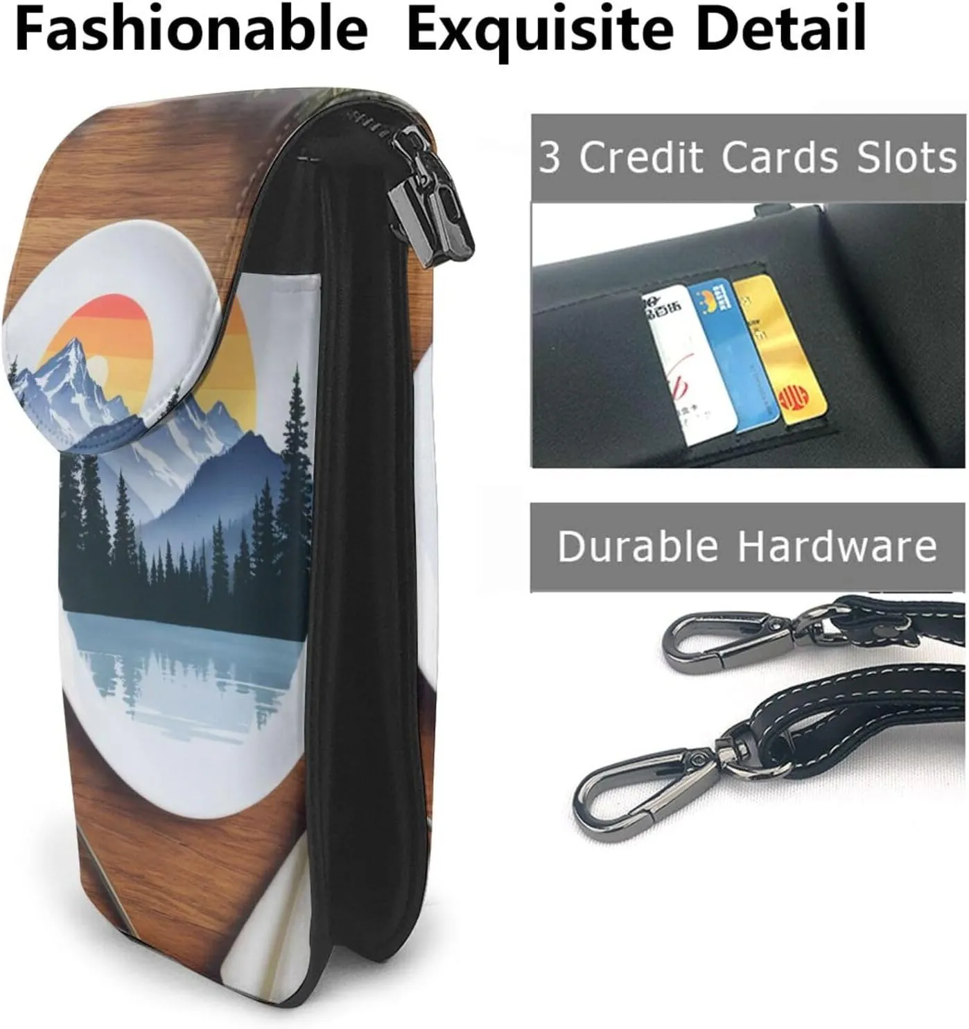 Small Crossbody Bags for Women,Leather Shoulder Bag for Cell Phone Purse with Strap and Native American Patterns Printed