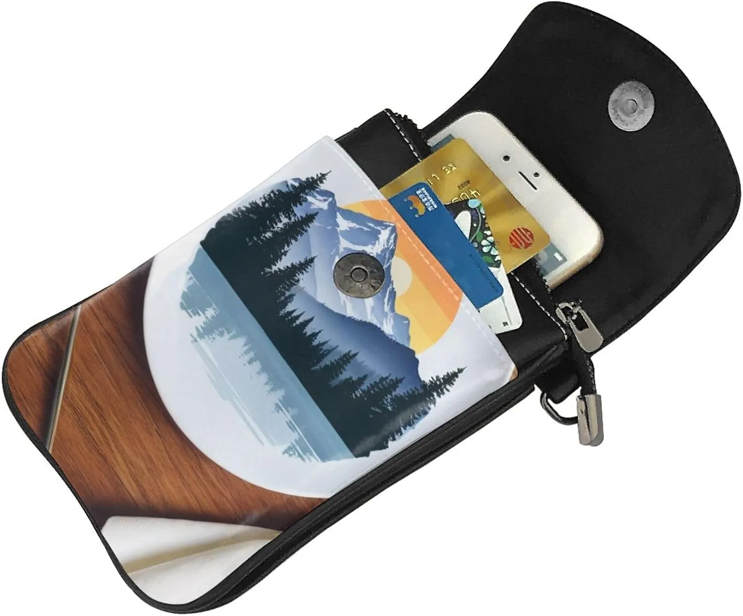 Small Crossbody Bags for Women,Leather Shoulder Bag for Cell Phone Purse with Strap and Native American Patterns Printed