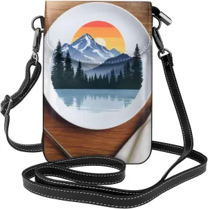 Small Crossbody Bags for Women,Leather Shoulder Bag for Cell Phone Purse with Strap and Native American Patterns Printed