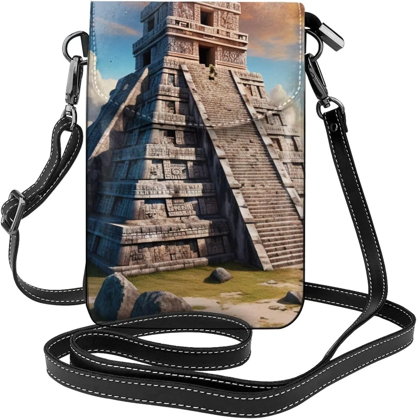 Small Crossbody Bags for Women,Leather Shoulder Bag for Cell Phone Purse with Strap and Tropical tree Printed