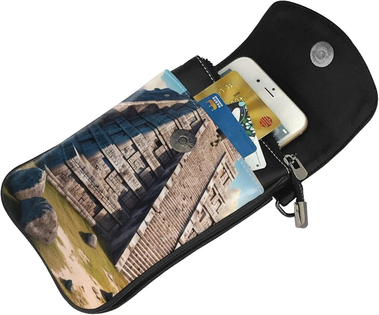 Small Crossbody Bags for Women,Leather Shoulder Bag for Cell Phone Purse with Strap and Tropical tree Printed