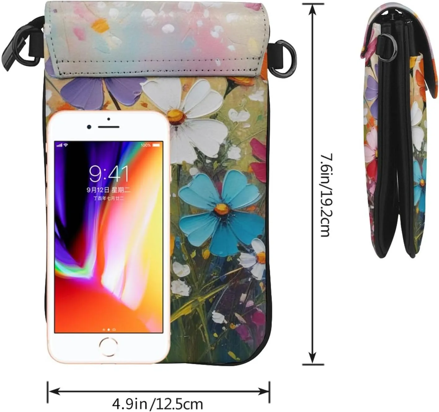 Small Crossbody Bags for Women,Leather Shoulder Bag for Cell Phone Purse with Strap and Wooden Bridge Printed