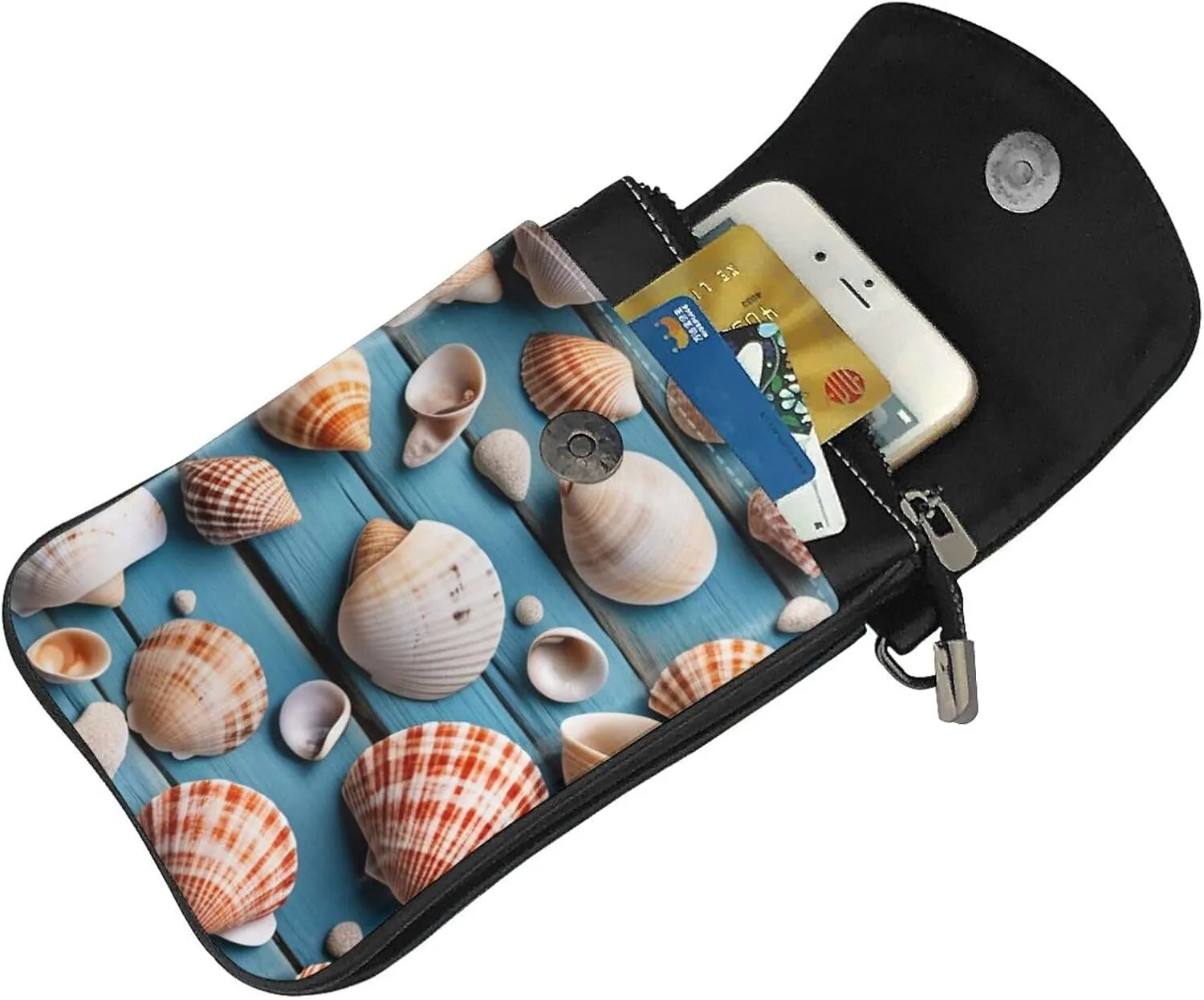 Small Crossbody Bags for Women,Leather Shoulder Bag for Cell Phone Purse with Strap and Wooden Bridge Printed