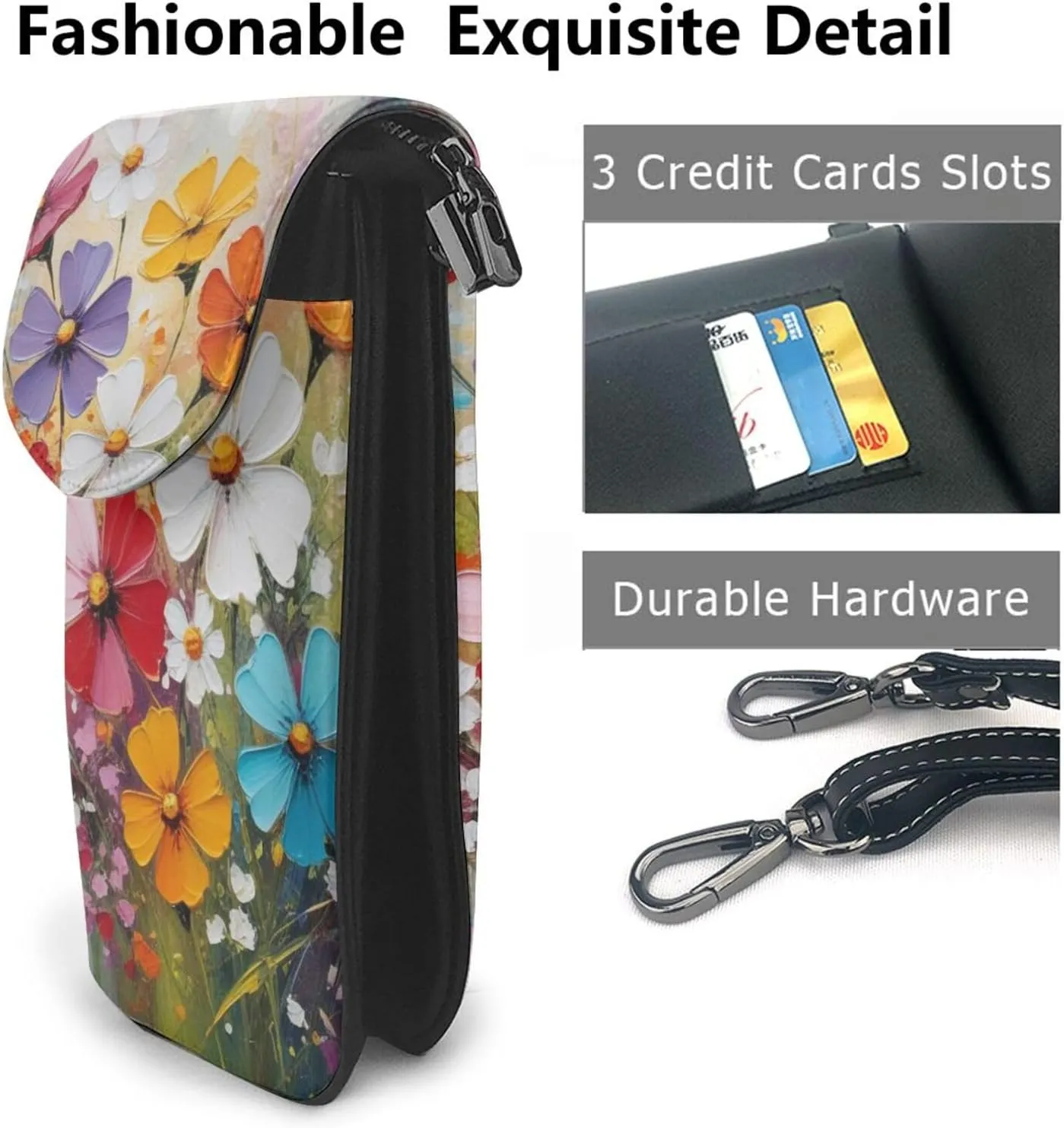 Small Crossbody Bags for Women,Leather Shoulder Bag for Cell Phone Purse with Strap and Wooden Bridge Printed