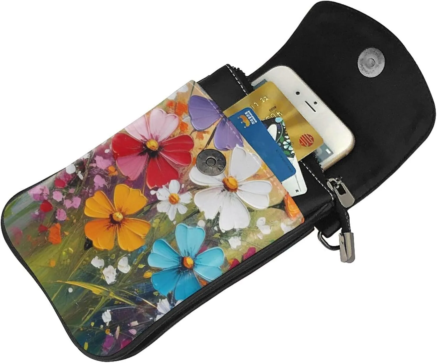 Small Crossbody Bags for Women,Leather Shoulder Bag for Cell Phone Purse with Strap and Wooden Bridge Printed