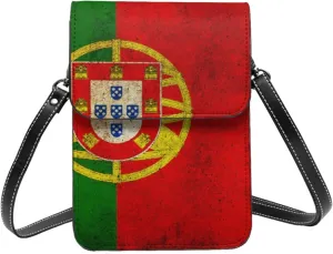 Small Crossbody Cell Phone Purses For Women Portugal Flag Leather Shoulder Bags