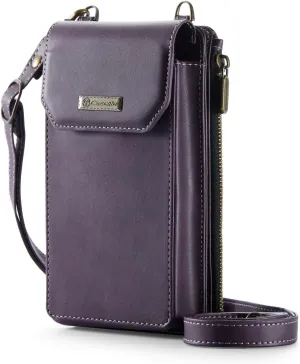 Small Crossbody Phone Purse with Shoulder Strap   Wristlet, RFID Blocking Cell Phone Holder Wallet Handbag, Built-in 10 Card Slots   Zip Pocket, Grape Purple