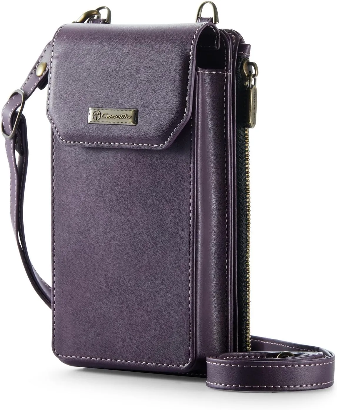 Small Crossbody Phone Purse with Shoulder Strap   Wristlet, RFID Blocking Cell Phone Holder Wallet Handbag, Built-in 10 Card Slots   Zip Pocket, Grape Purple