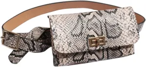 Small Faux Leather Elegant Snakeskin Waist Fanny Belt Pack Bag Phone Purse for Women Girls Travel