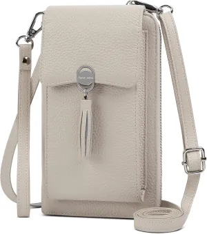 Small Genuine Leather Crossbody Bag for Women Rfid Blocking Cell Phone Wallet Purse Handbag with Card Slots