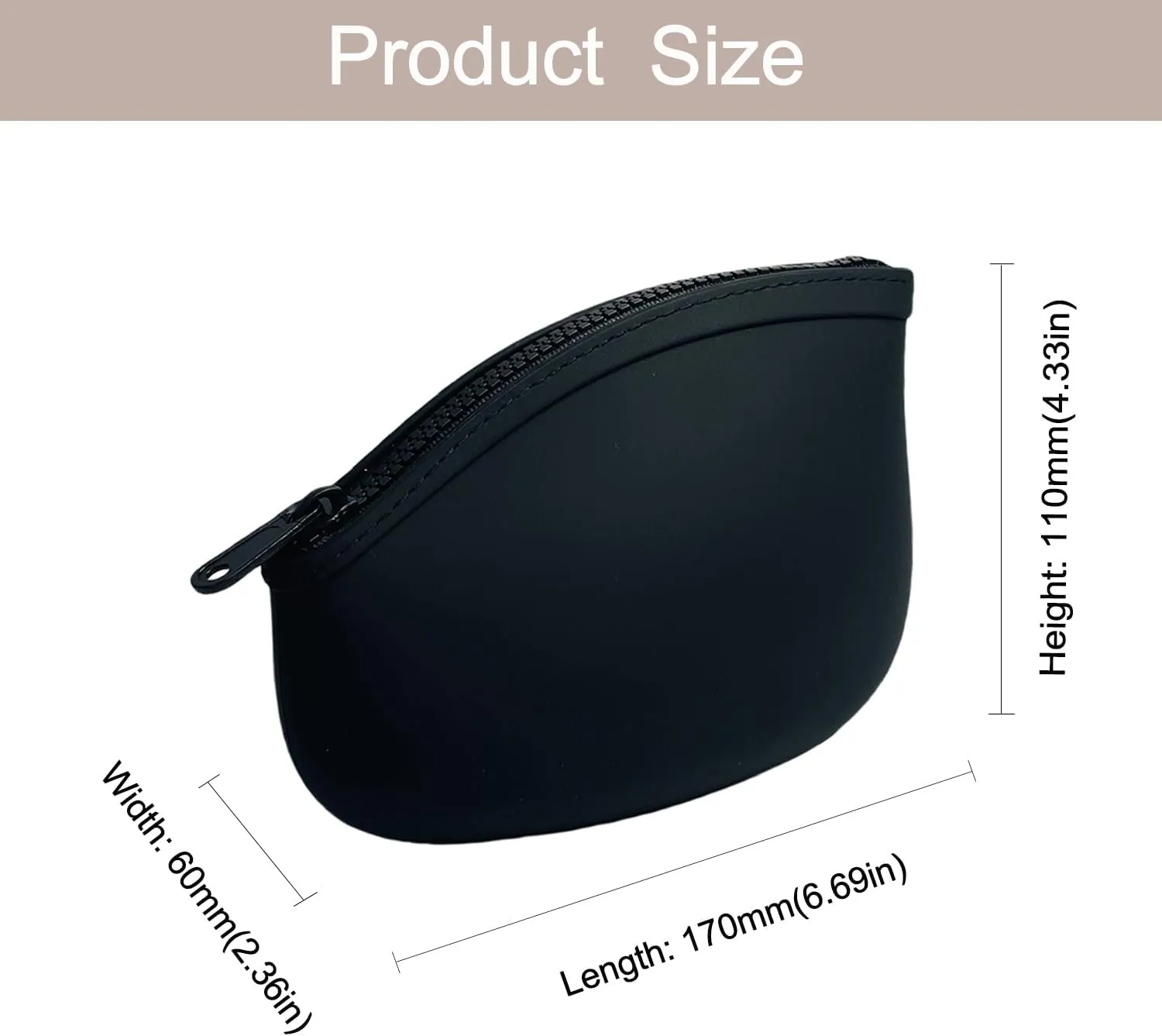 Small Makeup Bag Premium Silicone Purse Bag Multifunctional Essential Bag Zipper Pouch Water and Heat Resistant (Black)