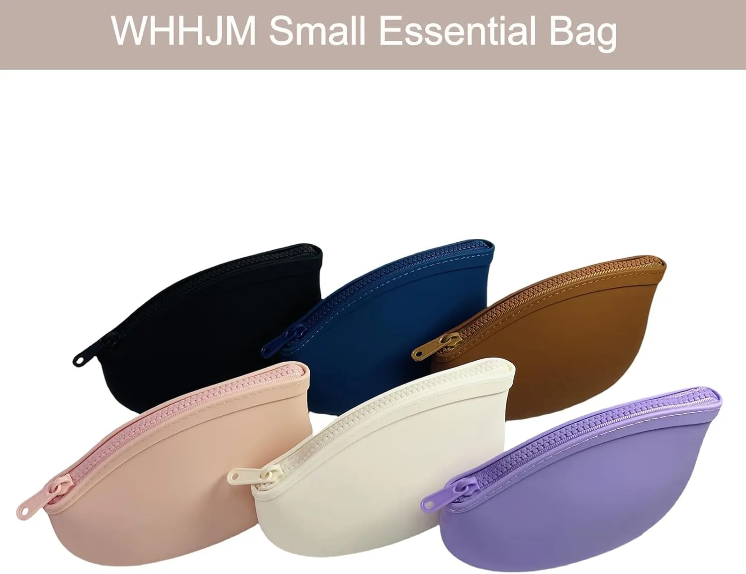 Small Makeup Bag Premium Silicone Purse Bag Multifunctional Essential Bag Zipper Pouch Water and Heat Resistant (White)