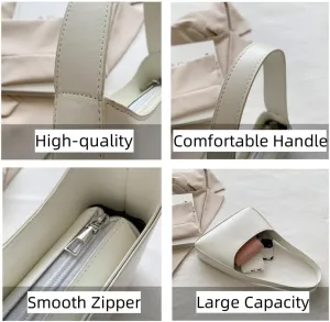 Small Purse for Women Cute Shoulder Bag Black Purse Stylish Handbag Underarm Purse with Zipper Closure