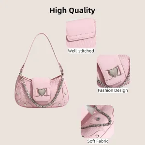 Small Shoulder Bag for Women Classic Design Bag Underarm Purse Stylish Handbag with Zipper Closure and Chain Strap