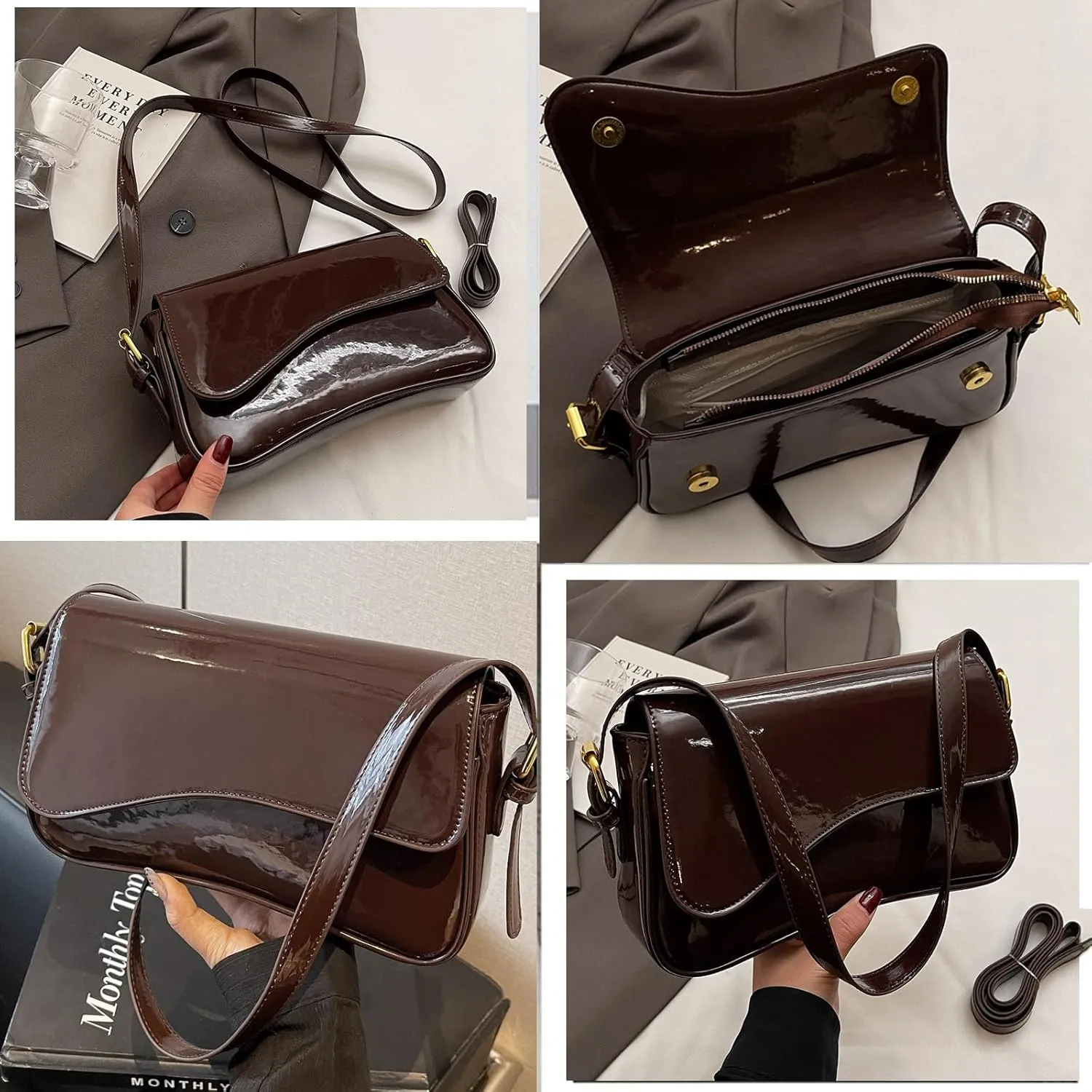Small Shoulder Bag for women,Crossbody Purses,Leather Tote Handbag Clutch Hobo Purse,with Zipper Closure for Women
