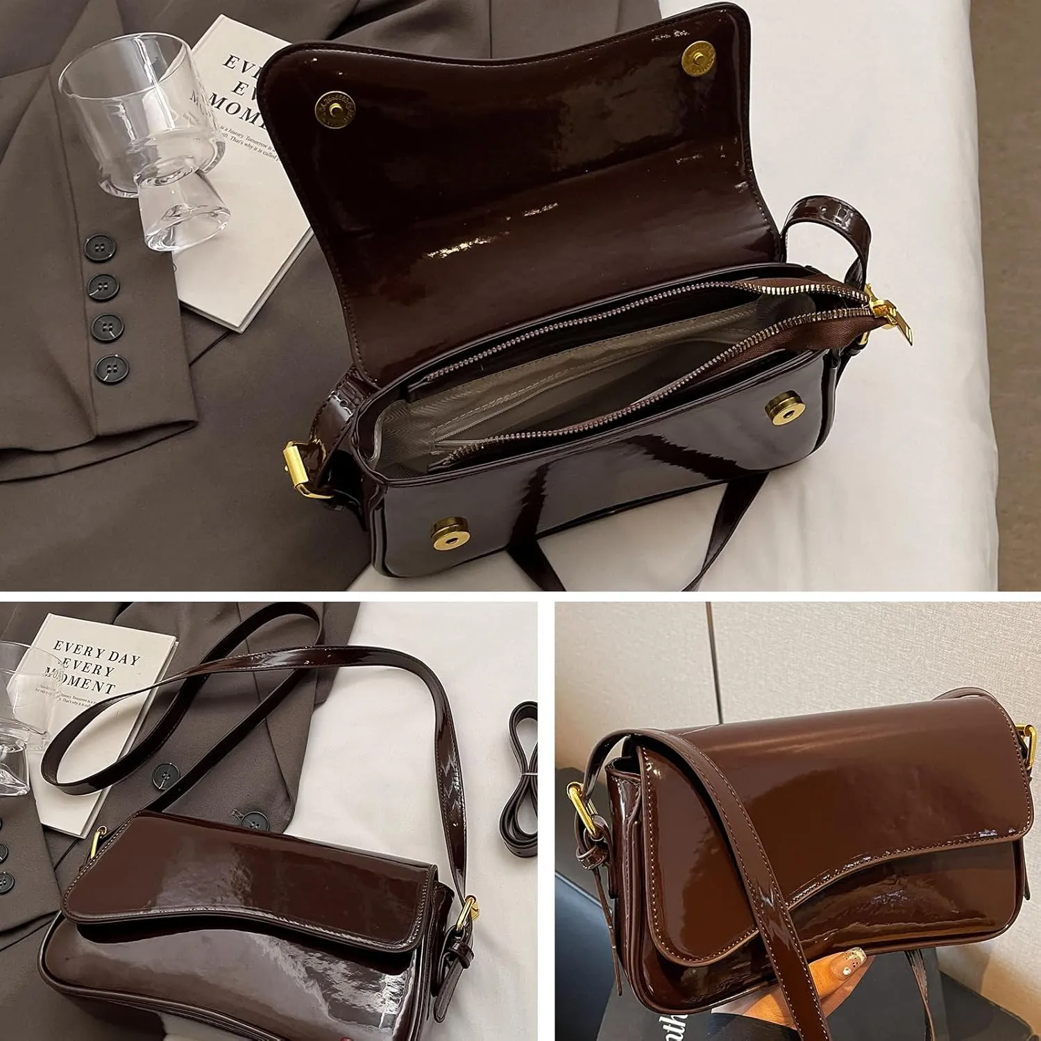 Small Shoulder Bag for women,Crossbody Purses,Leather Tote Handbag Clutch Hobo Purse,with Zipper Closure for Women