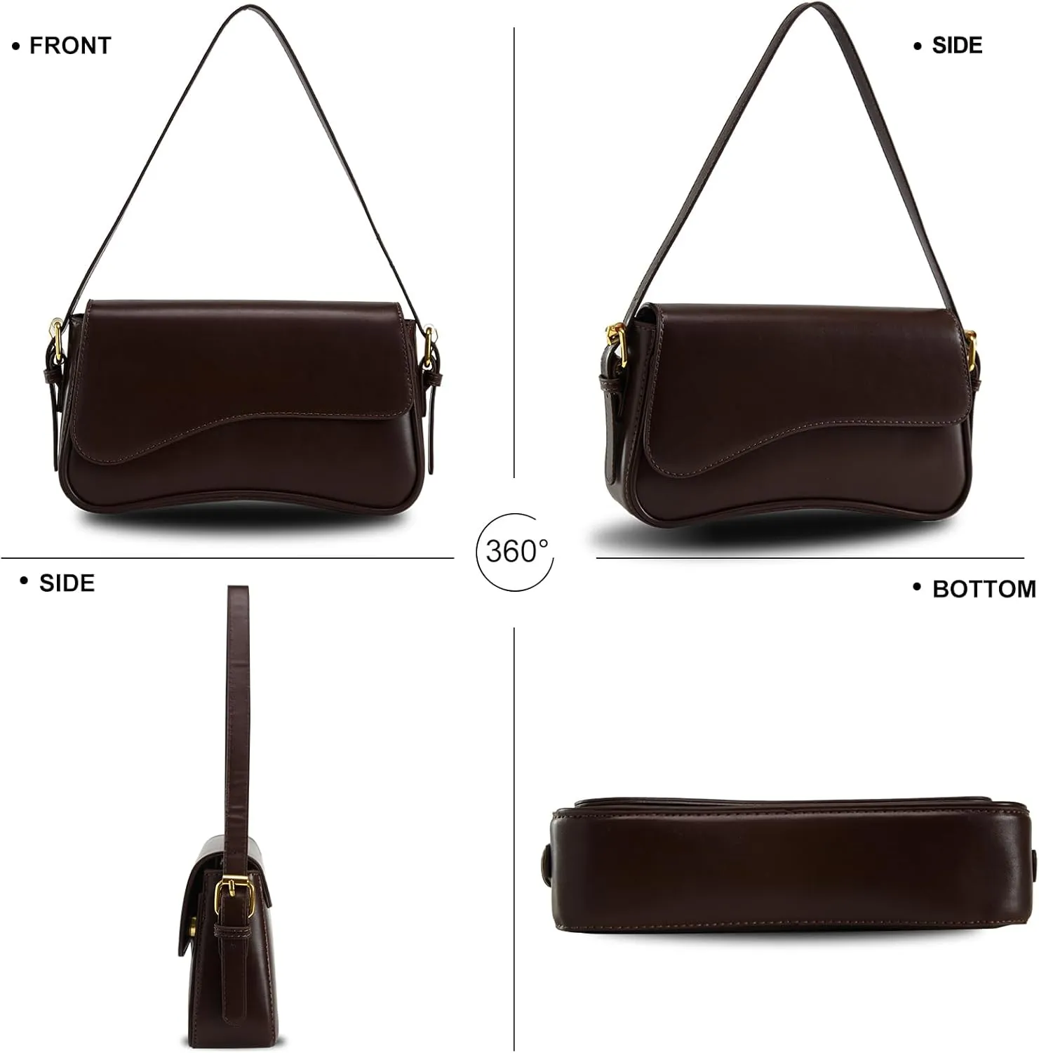 Small Shoulder Bags,Crossbody Purses for Women Vegan Leather Handbag Clutch Hobo Purse with 2 Removable Straps