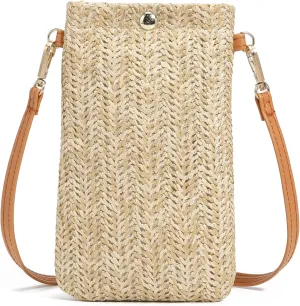 Small Straw Woven Crossbody Bag Cell Phone Purse Shoulder Straw Clutch Summer Beach Wallet Handbags For Women Girl Vacation