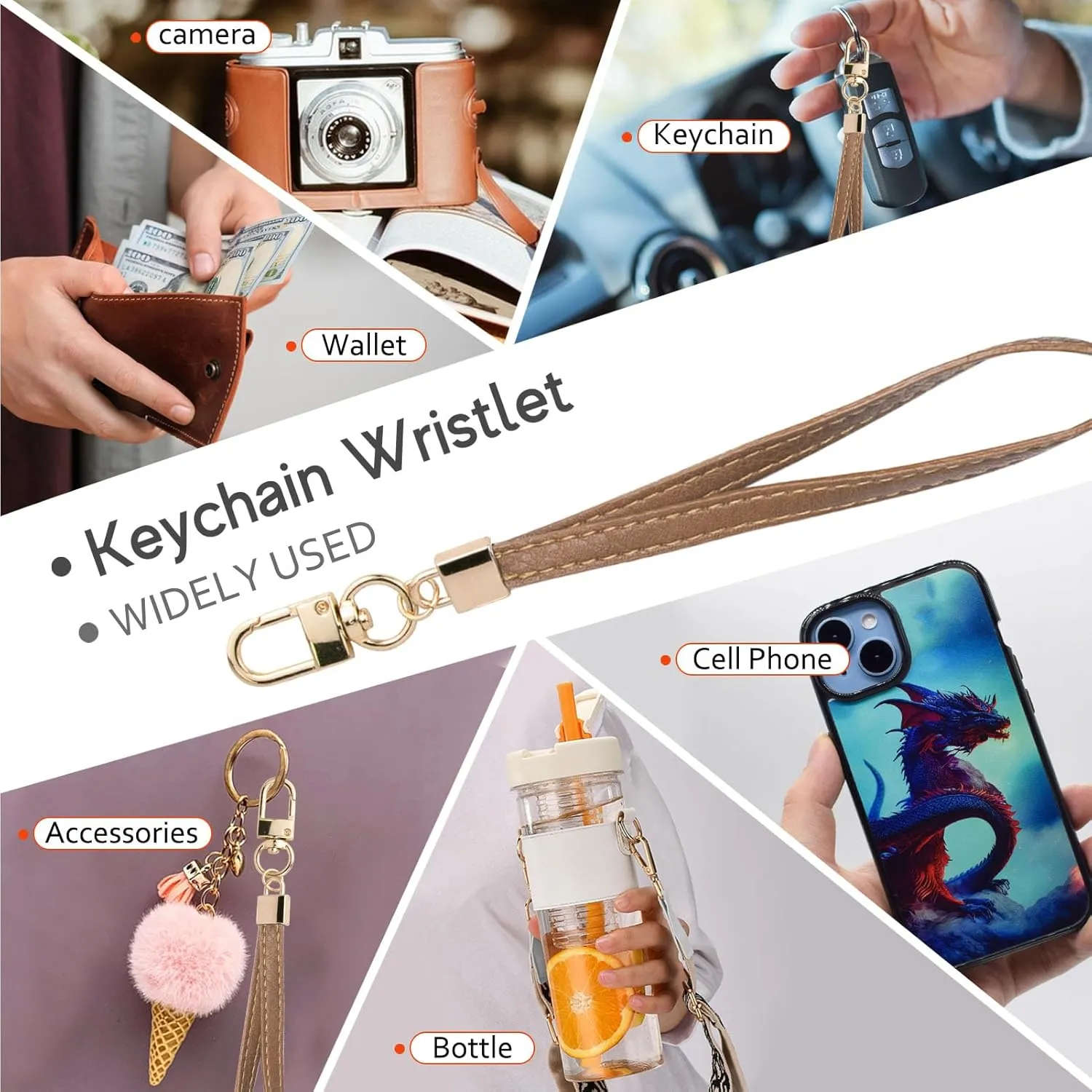 Small Wristlet Wallets for Women RFID Credit Card Holder Wallet Keychain Wristlet Wallet Credit Card Wallets for Women (Camel)