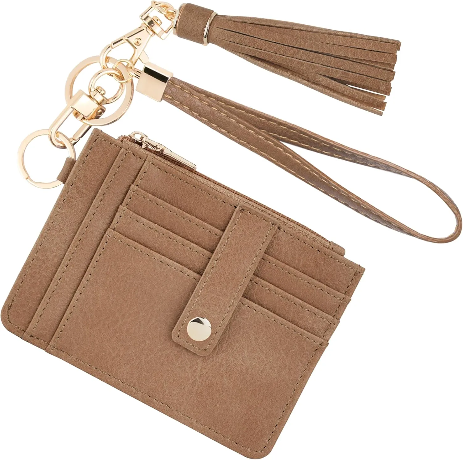 Small Wristlet Wallets for Women RFID Credit Card Holder Wallet Keychain Wristlet Wallet Credit Card Wallets for Women (Camel)